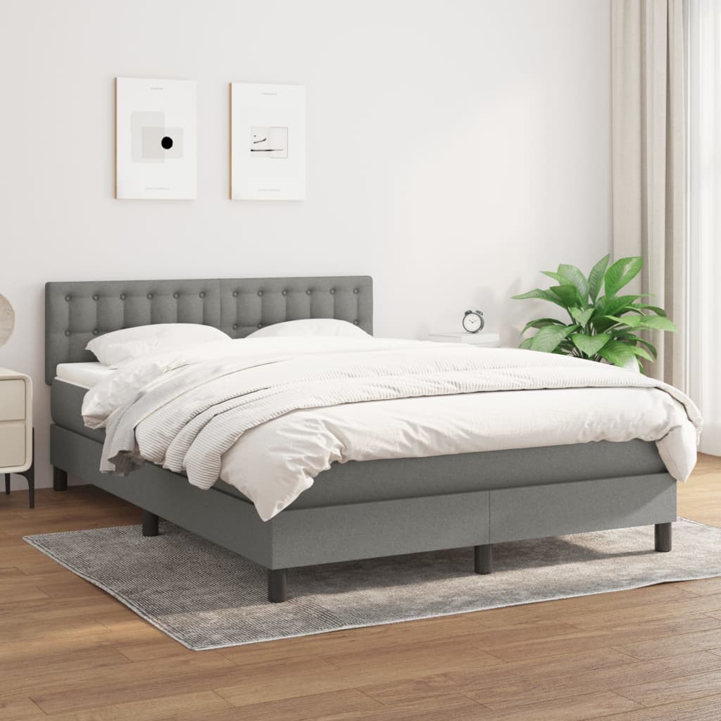 Giroletto a Molle con Materasso Grigio Scuro 140x200cm Tessuto | homemem39
