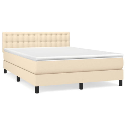 Giroletto a Molle con Materasso Crema 140x200 cm in Tessuto | homemem39
