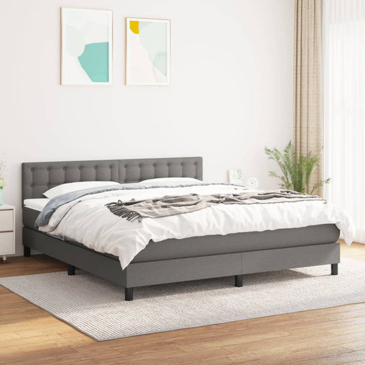 Giroletto a Molle con Materasso Grigio Scuro 160x200 cm Tessuto | homemem39