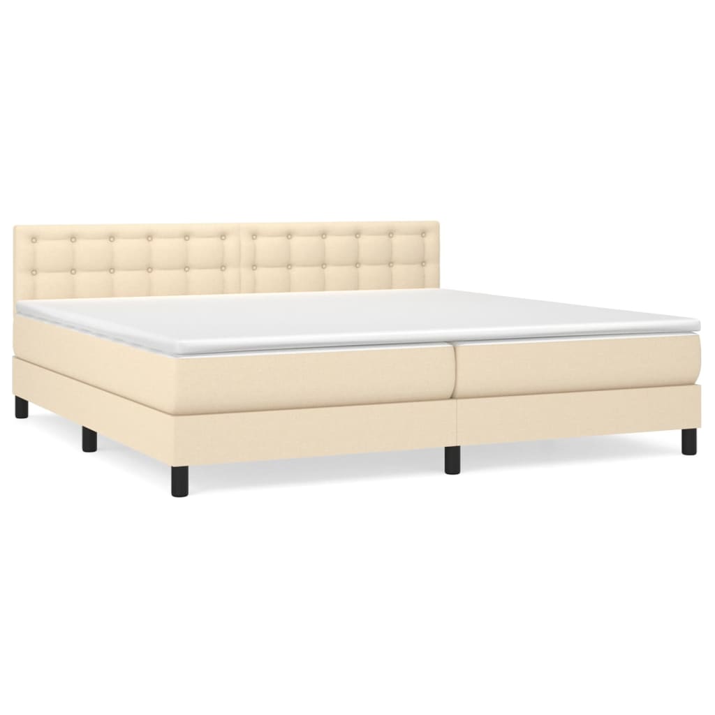 Giroletto a Molle con Materasso Crema 200x200 cm in Tessuto | homemem39