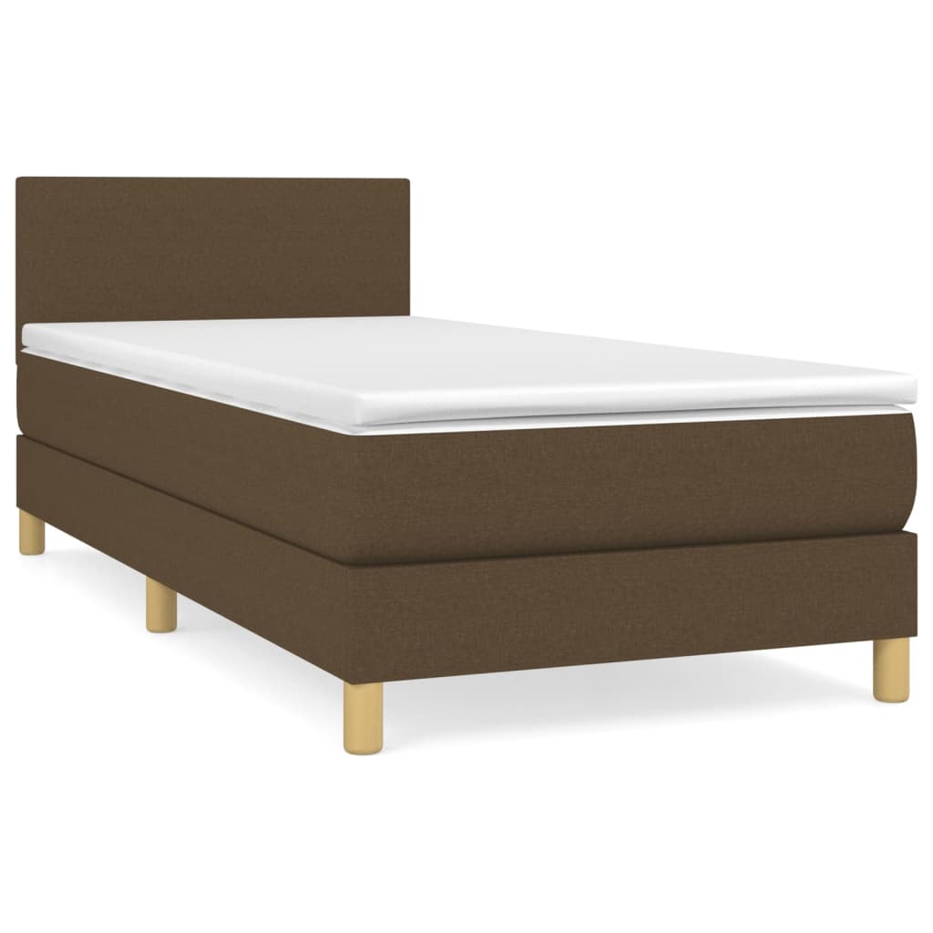 Giroletto a Molle con Materasso Marrone Scuro 100x200cm Tessuto | homemem39