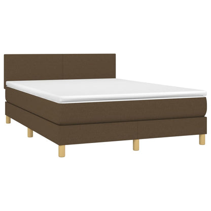 Giroletto a Molle con Materasso Marrone Scuro 140x190cm Tessuto | homemem39