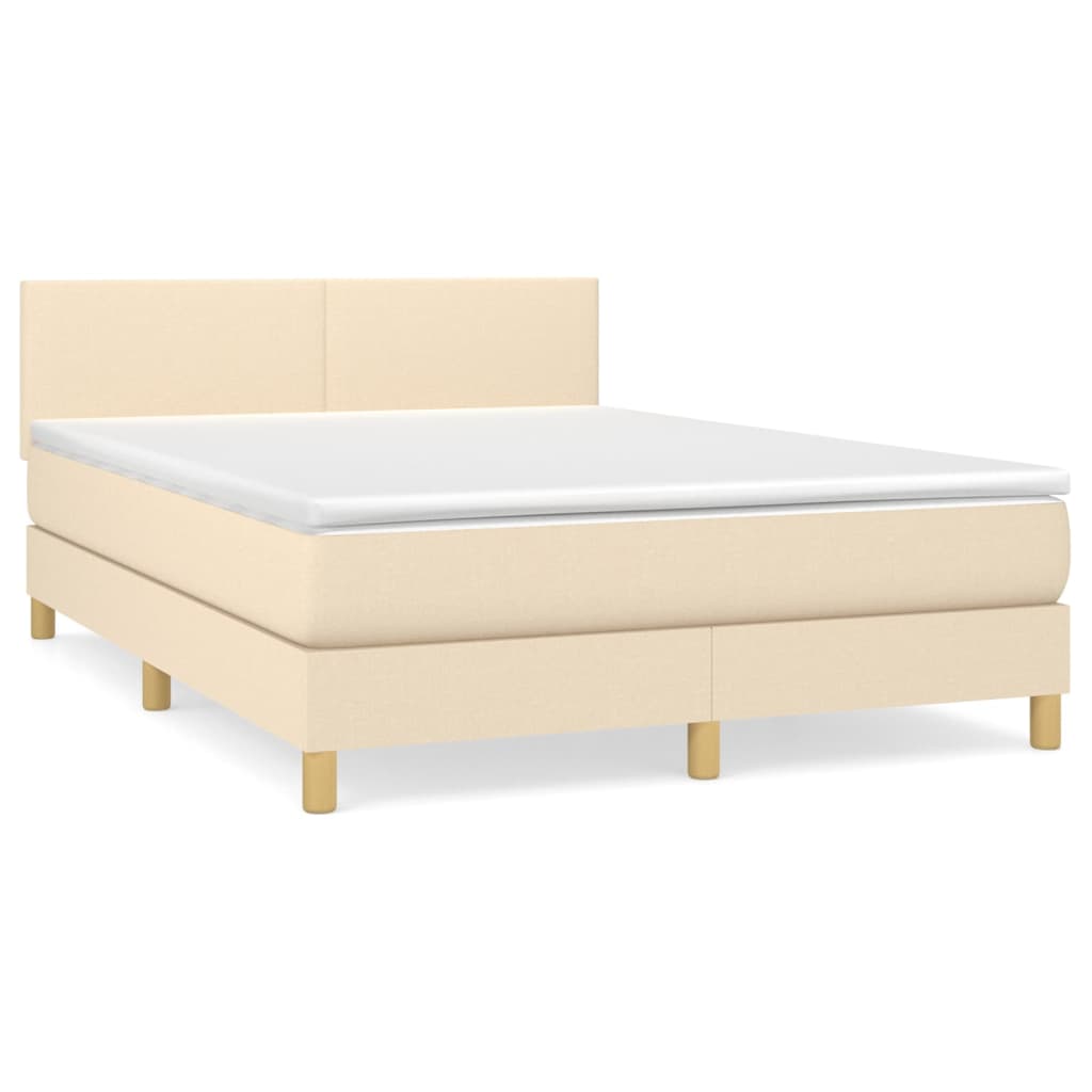 Giroletto a Molle con Materasso Crema 140x19 cm in Tessuto | homemem39