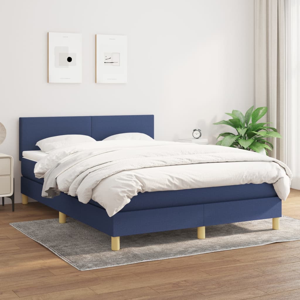 Giroletto a Molle con Materasso Blu 140x190 cm in Tessuto | homemem39