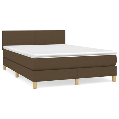 Giroletto a Molle con Materasso Marrone Scuro 140x200cm Tessuto | homemem39