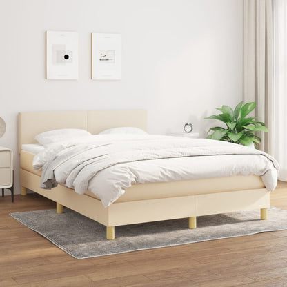 Giroletto a Molle con Materasso Crema 140x200 cm in Tessuto | homemem39