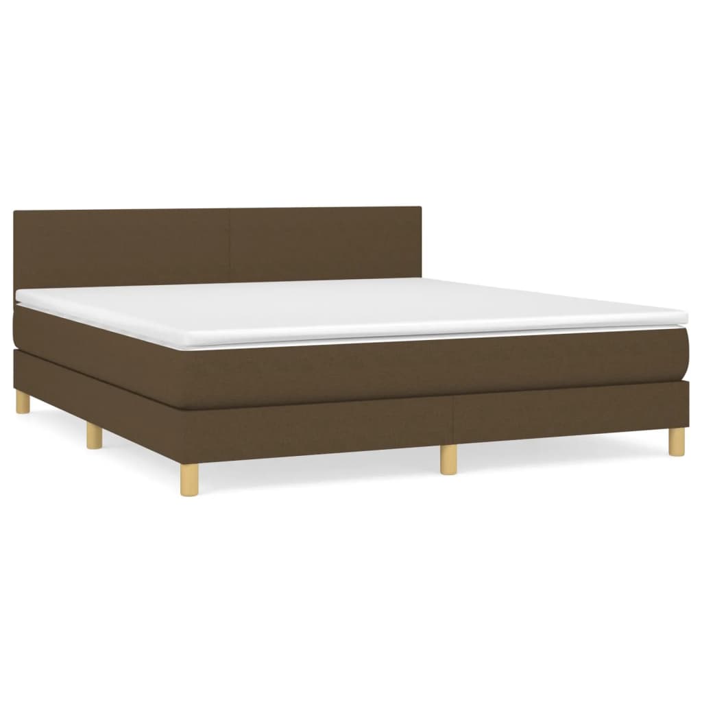 Giroletto a Molle con Materasso Marrone Scuro 160x200cm Tessuto | homemem39