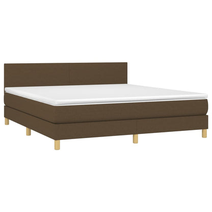 Giroletto a Molle con Materasso Marrone Scuro 160x200cm Tessuto | homemem39