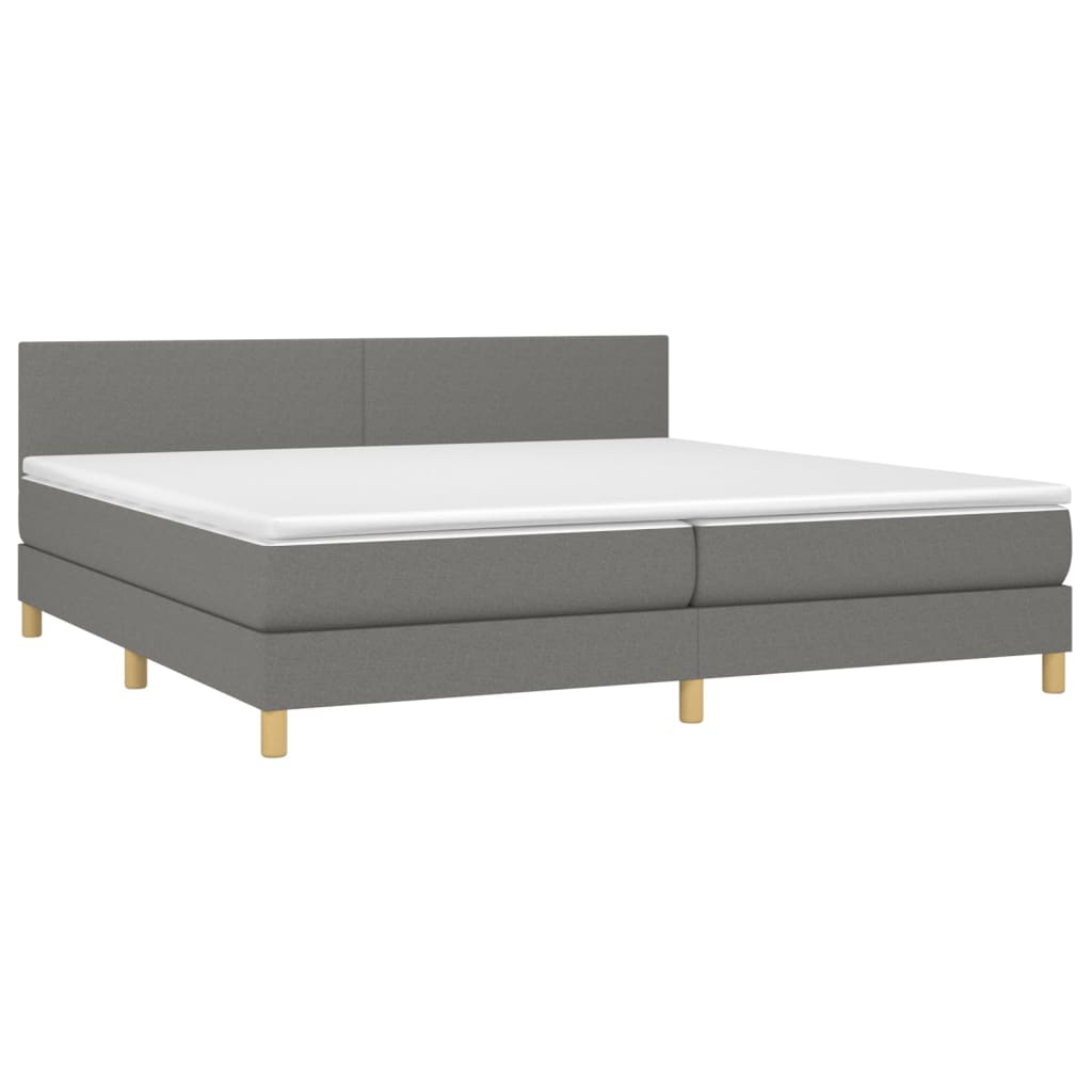 Giroletto a Molle con Materasso Grigio Scuro 200x200 cm Tessuto | homemem39