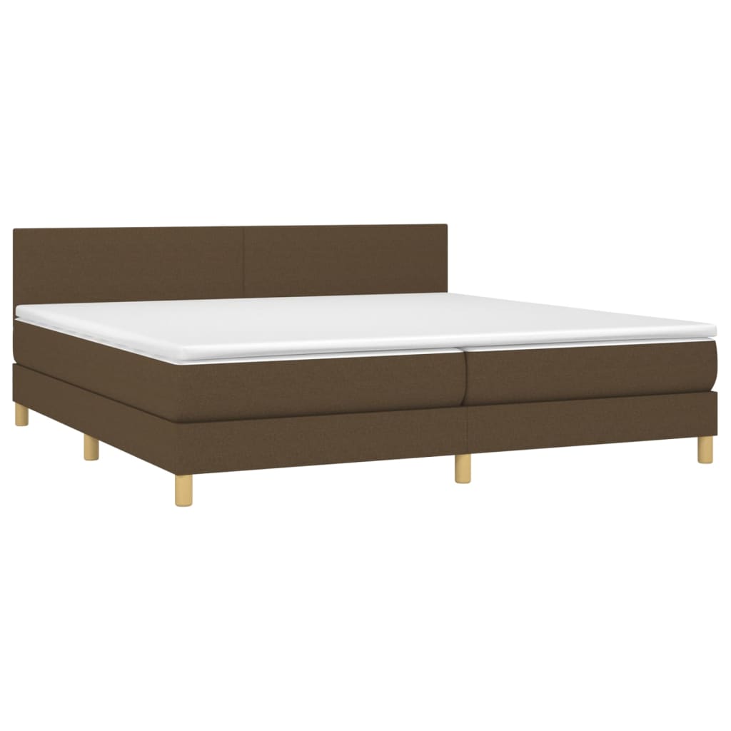Giroletto a Molle con Materasso Marrone Scuro 200x200cm Tessuto | homemem39
