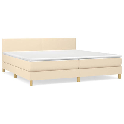 Giroletto a Molle con Materasso Crema 200x200 cm in Tessuto | homemem39