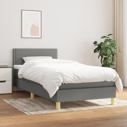 Giroletto a Molle con Materasso Grigio Scuro 90x190 cm Tessuto | homemem39
