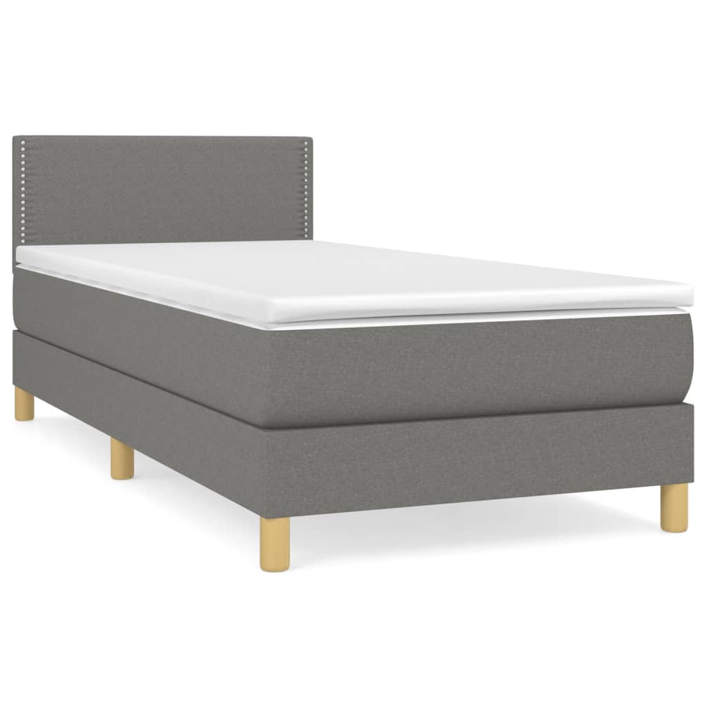 Giroletto a Molle con Materasso Grigio Scuro 100x200 cm Tessuto | homemem39