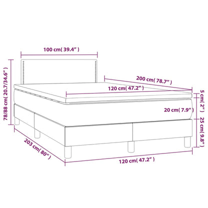Giroletto a Molle con Materasso Grigio Chiaro 120x200cm Tessuto | homemem39