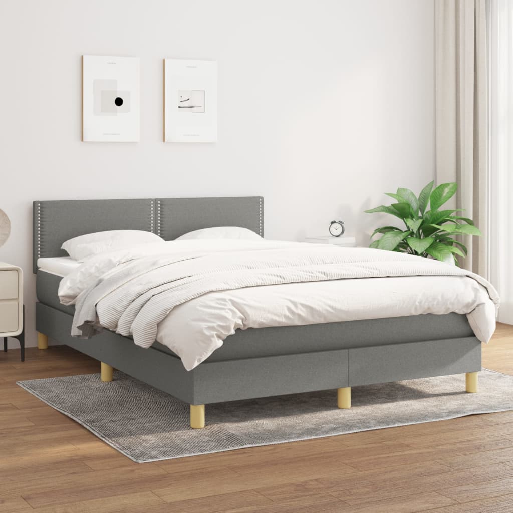 Giroletto a Molle con Materasso Grigio Scuro 140x190 cm Tessuto | homemem39