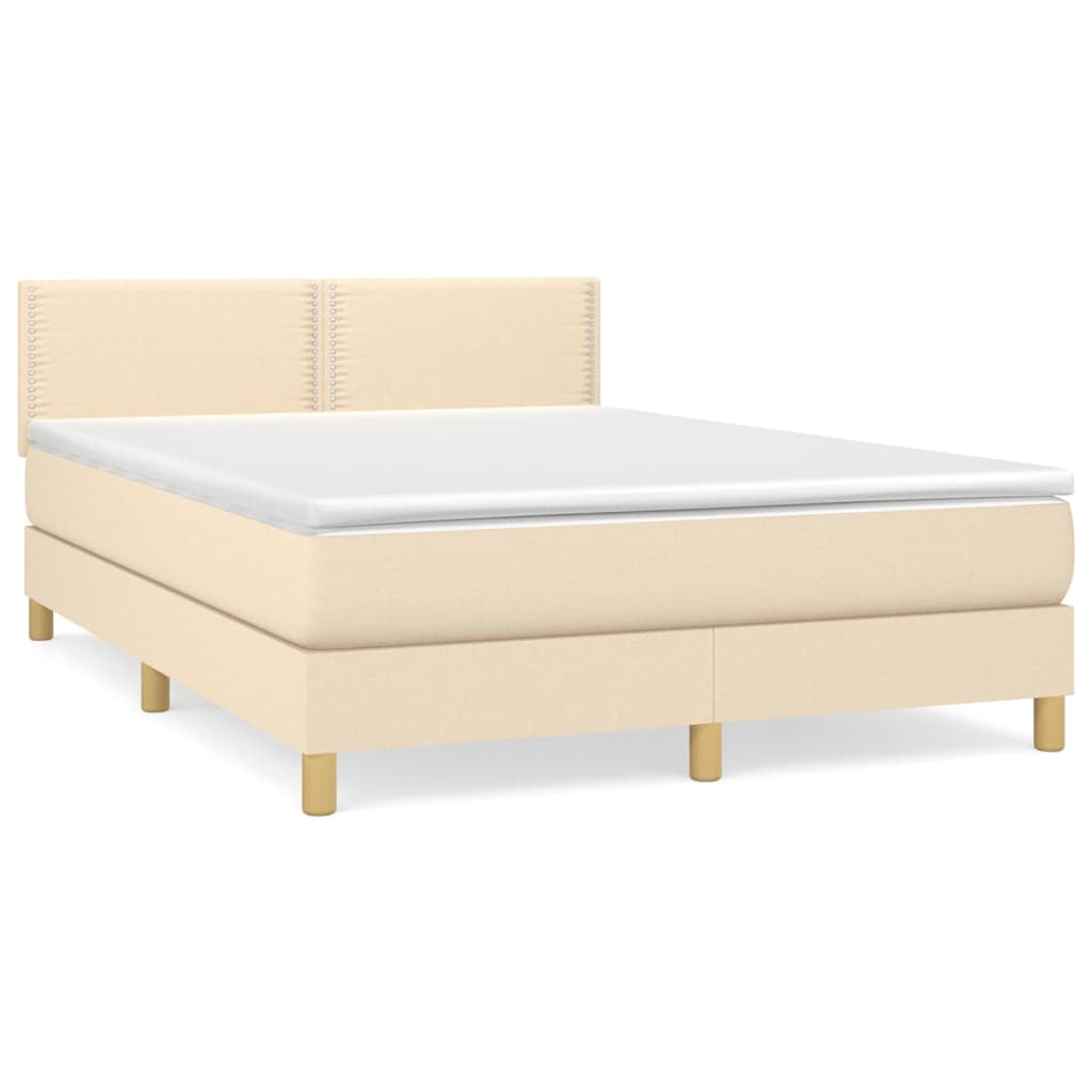 Giroletto a Molle con Materasso Crema 140x19 cm in Tessuto | homemem39