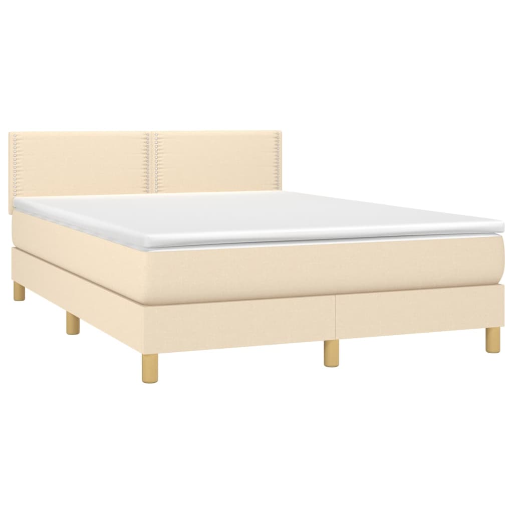 Giroletto a Molle con Materasso Crema 140x19 cm in Tessuto | homemem39