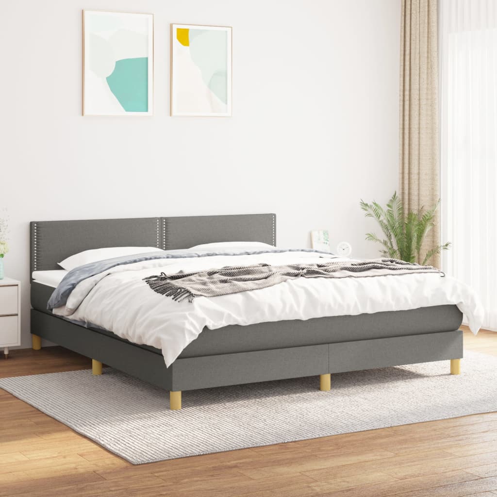 Giroletto a Molle con Materasso Grigio Scuro 180x200 cm Tessuto | homemem39