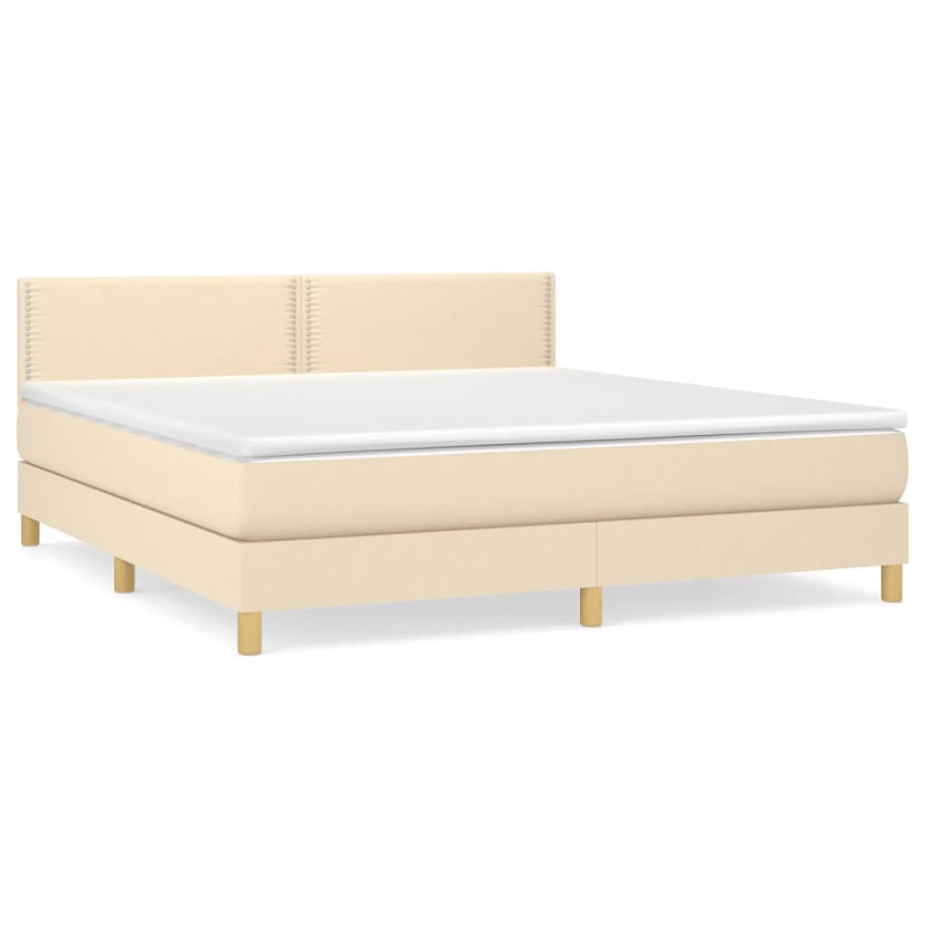 Giroletto a Molle con Materasso Crema 180x200 cm in Tessuto