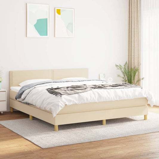 Giroletto a Molle con Materasso Crema 180x200 cm in Tessuto | homemem39