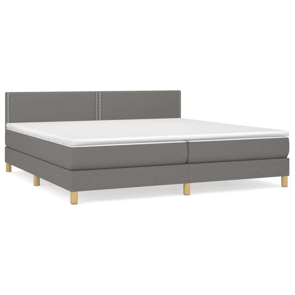 Giroletto a Molle con Materasso Grigio Scuro 200x200 cm Tessuto | homemem39
