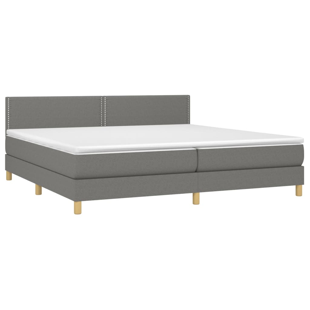 Giroletto a Molle con Materasso Grigio Scuro 200x200 cm Tessuto