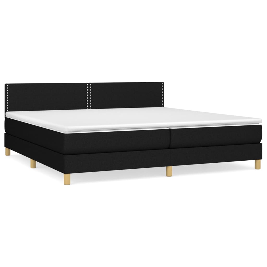 Giroletto a Molle con Materasso Nero 200x200 cm in Tessuto | homemem39