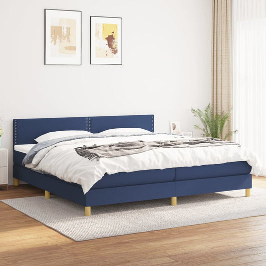 Giroletto a Molle con Materasso Blu 200x200 cm in Tessuto | homemem39