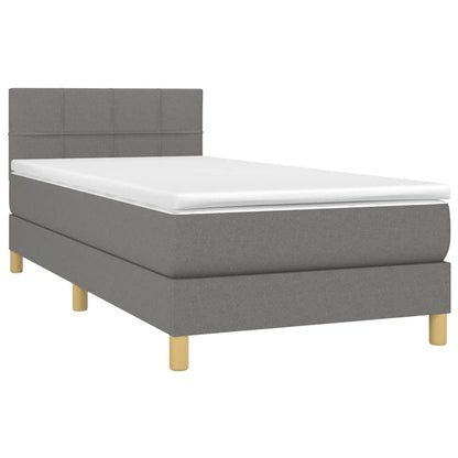 Giroletto a Molle con Materasso Grigio Scuro 90x190 cm Tessuto | homemem39
