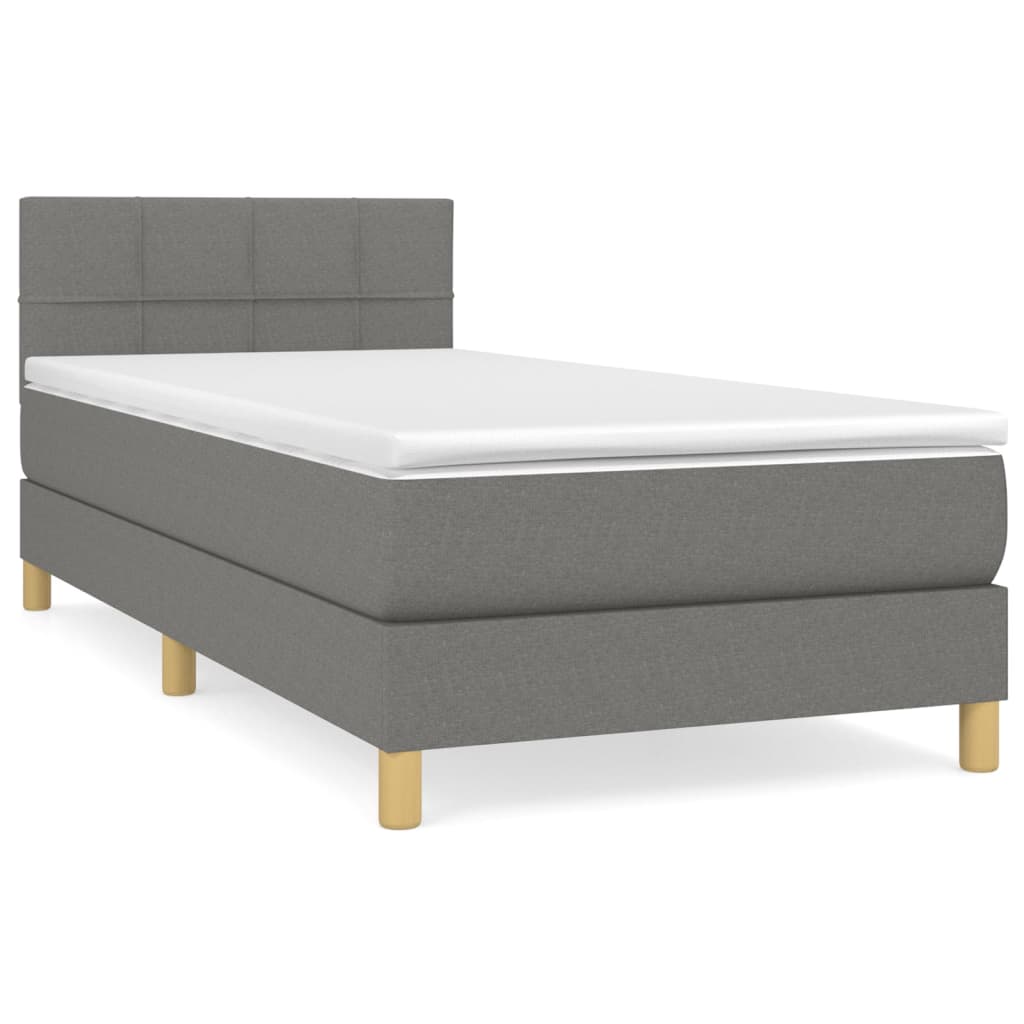 Giroletto a Molle con Materasso Grigio Scuro 90x200 cm Tessuto | homemem39