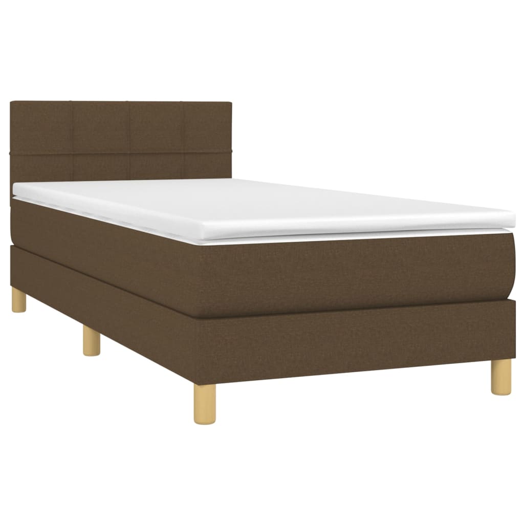 Giroletto a Molle con Materasso Marrone Scuro 90x200 cm Tessuto | homemem39