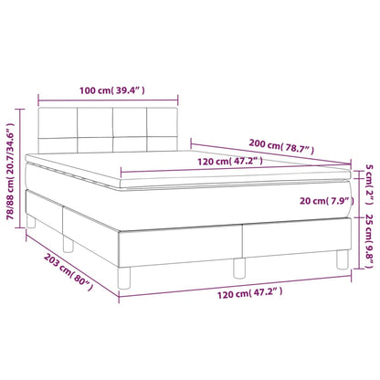 Giroletto a Molle con Materasso Grigio Chiaro 120x200cm Tessuto | homemem39