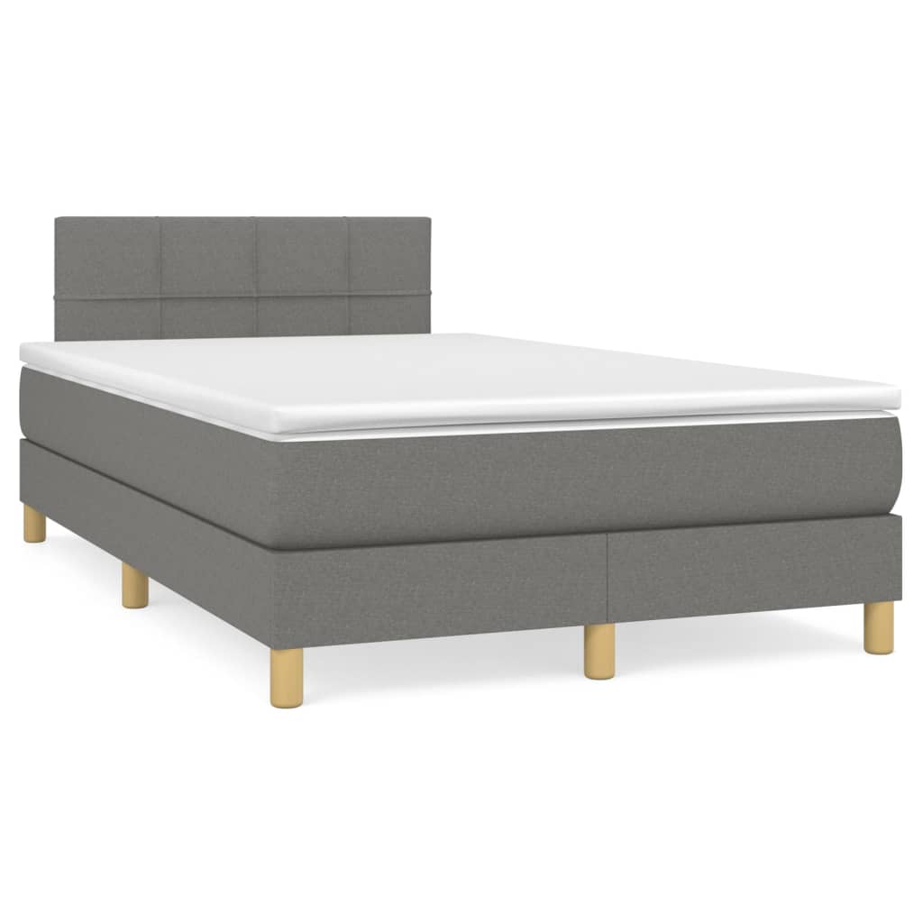 Giroletto a Molle con Materasso Grigio Scuro 120x200 cm Tessuto