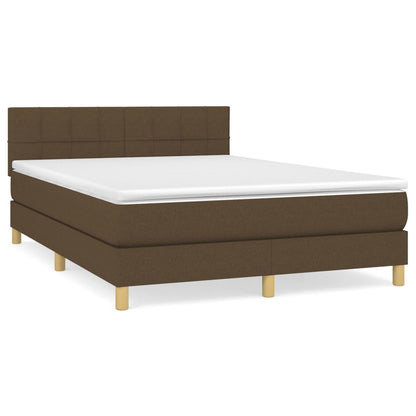 Giroletto a Molle con Materasso Marrone Scuro 140x200cm Tessuto | homemem39