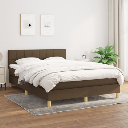Giroletto a Molle con Materasso Marrone Scuro 140x200cm Tessuto | homemem39