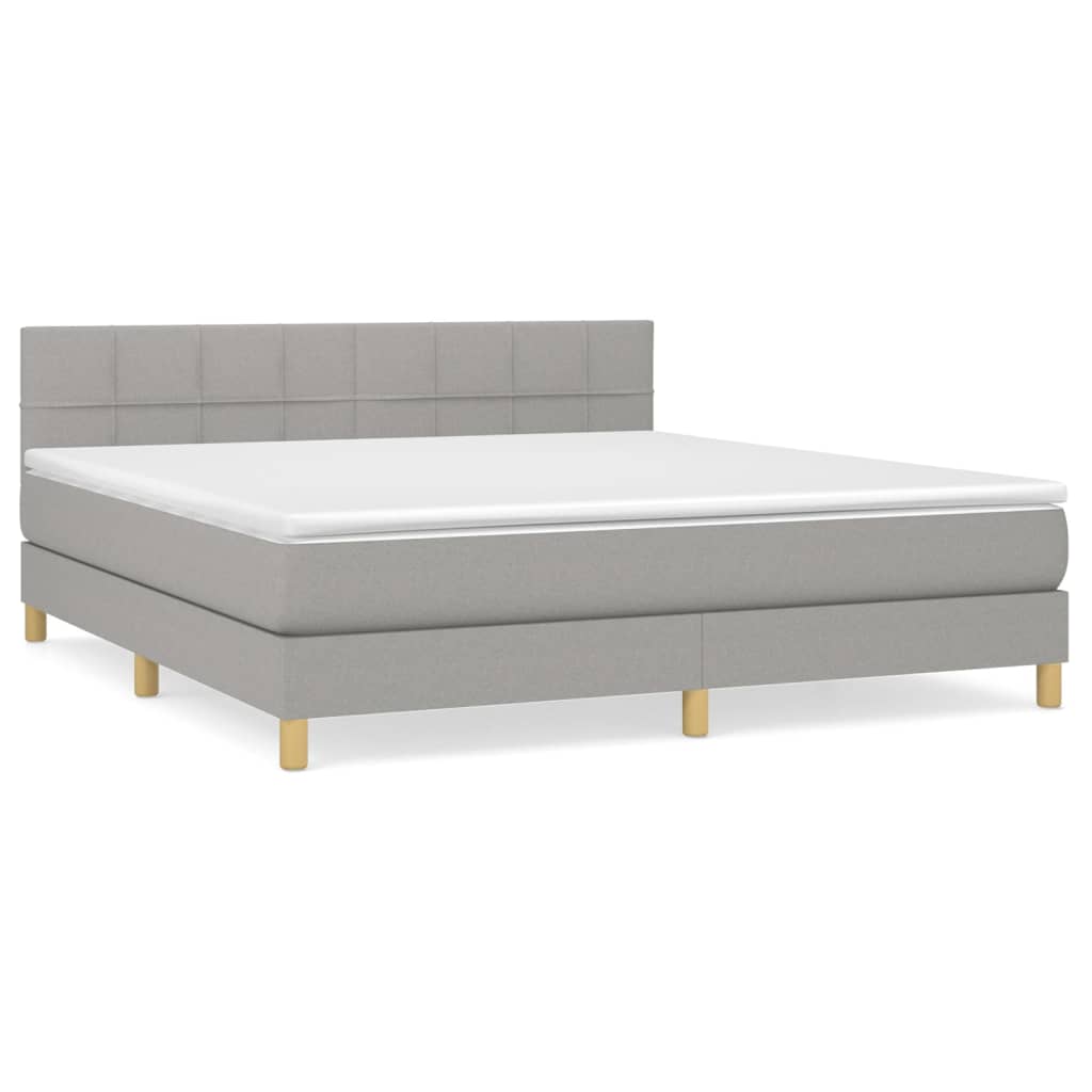 Giroletto a Molle con Materasso Grigio Chiaro160x200 cm Tessuto