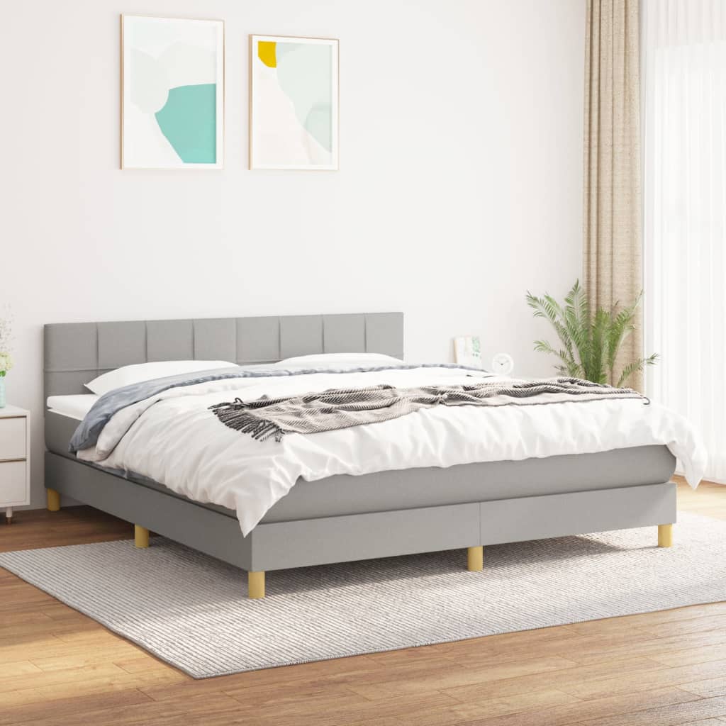 Giroletto a Molle con Materasso Grigio Chiaro160x200 cm Tessuto | homemem39