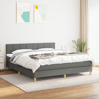 Giroletto a Molle con Materasso Grigio Scuro 160x200 cm Tessuto | homemem39