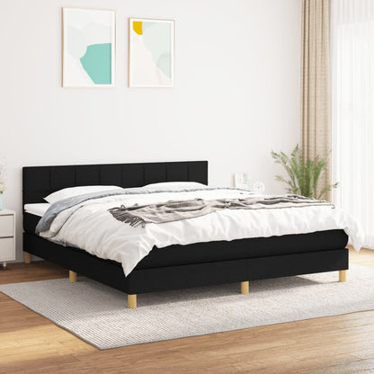 Giroletto a Molle con Materasso Nero 160x200 cm in Tessuto | homemem39