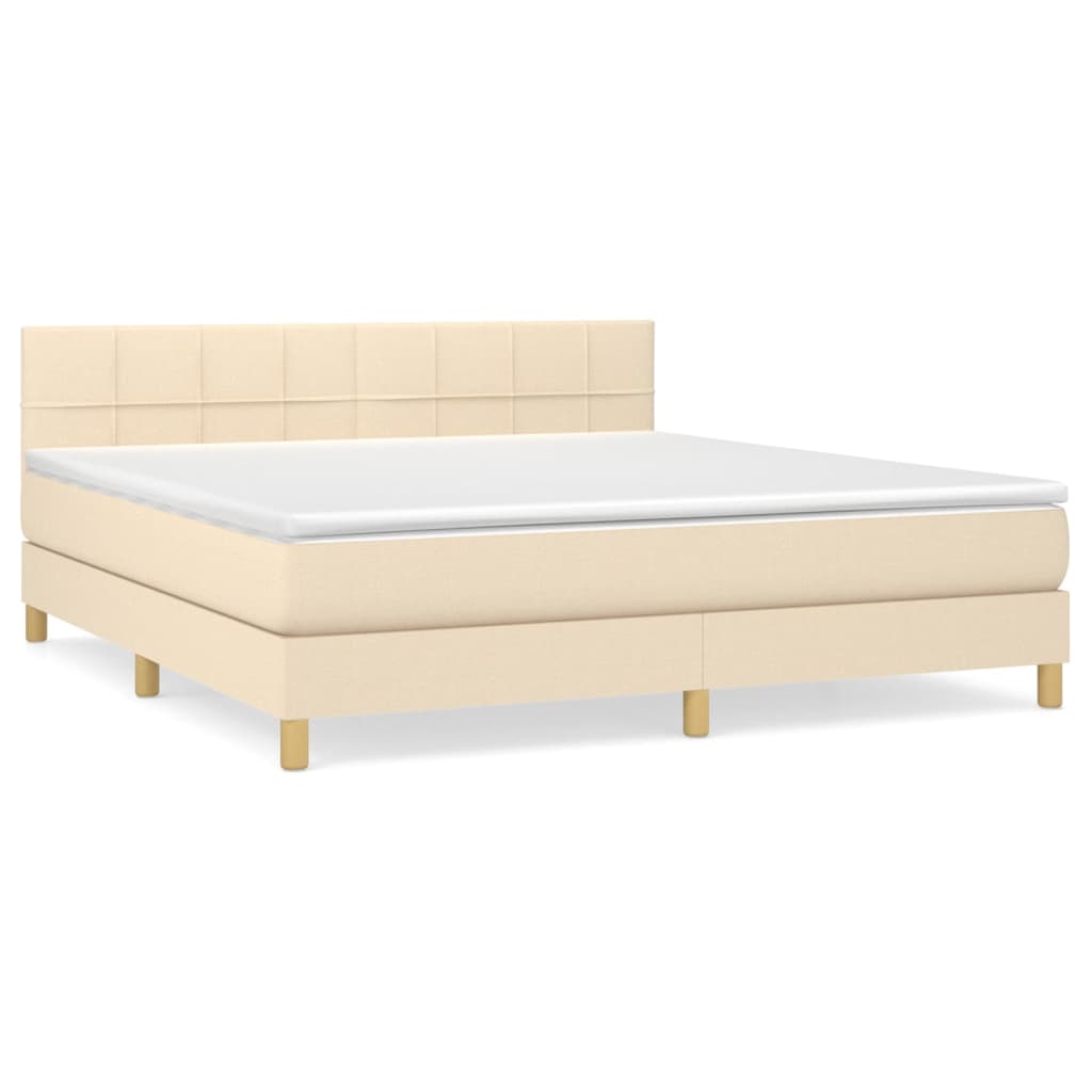 Giroletto a Molle con Materasso Crema 160x200 cm in Tessuto | homemem39