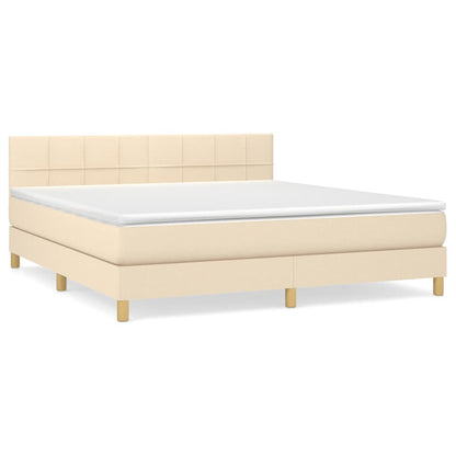 Giroletto a Molle con Materasso Crema 180x200 cm in Tessuto