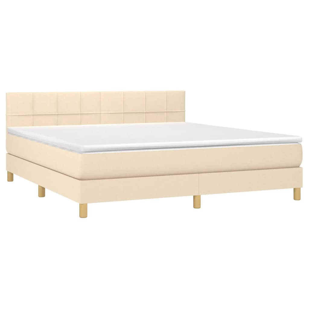 Giroletto a Molle con Materasso Crema 180x200 cm in Tessuto | homemem39