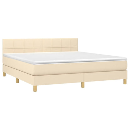Giroletto a Molle con Materasso Crema 180x200 cm in Tessuto | homemem39