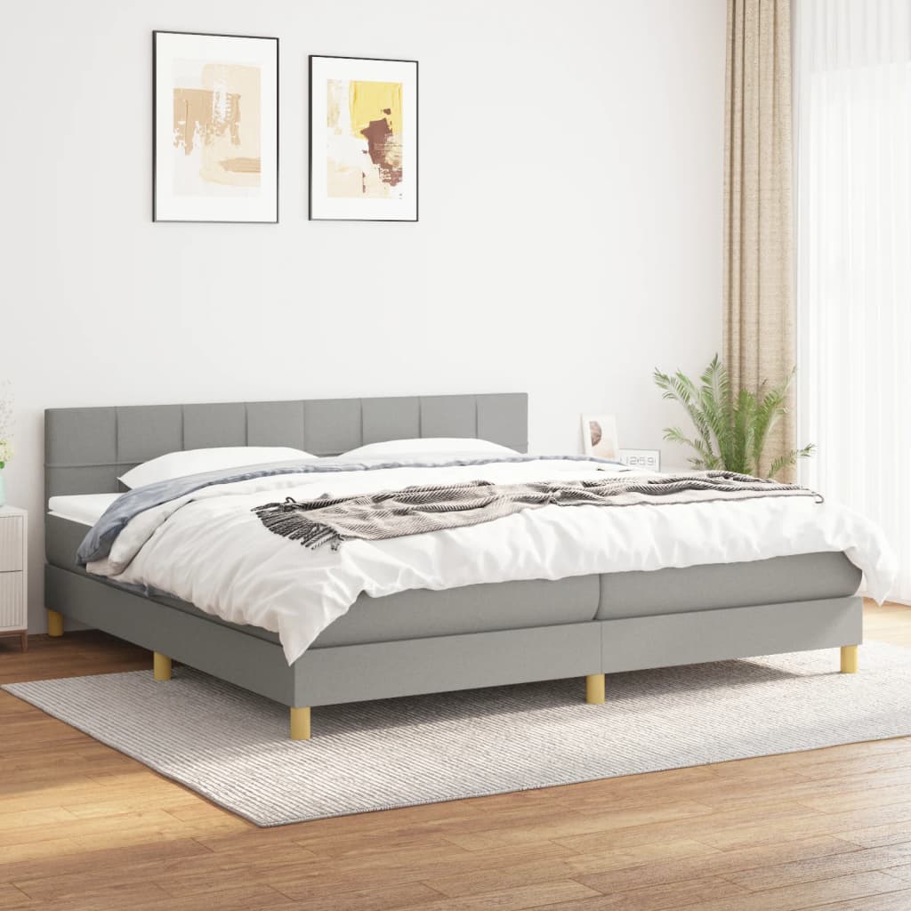 Giroletto a Molle con Materasso Grigio Chiaro 200x200cm Tessuto | homemem39