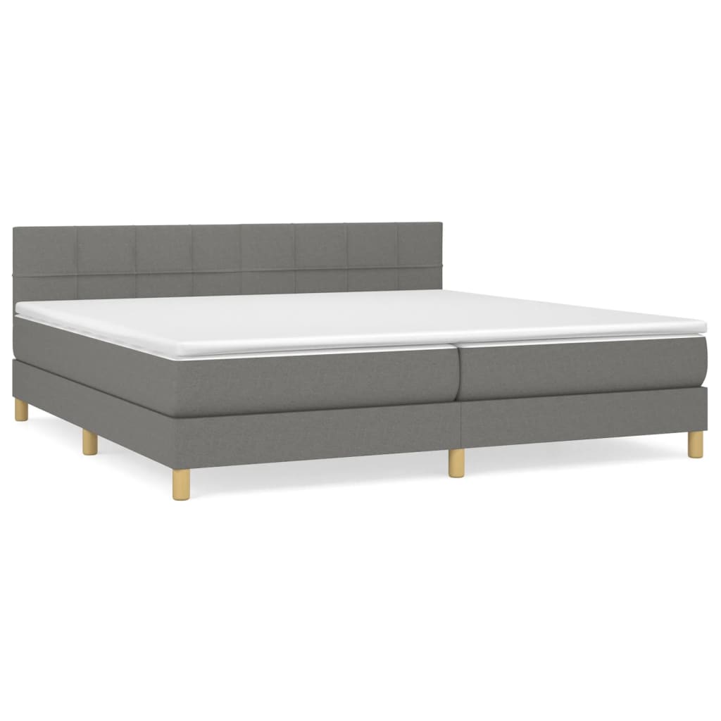 Giroletto a Molle con Materasso Grigio Scuro 200x200 cm Tessuto | homemem39
