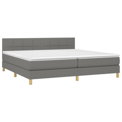 Giroletto a Molle con Materasso Grigio Scuro 200x200 cm Tessuto | homemem39