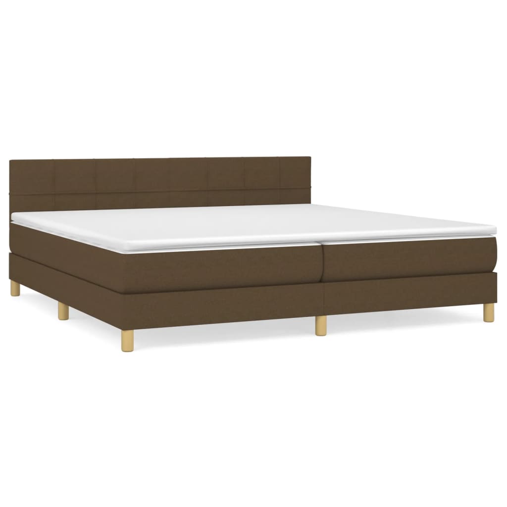 Giroletto a Molle con Materasso Marrone Scuro 200x200cm Tessuto | homemem39