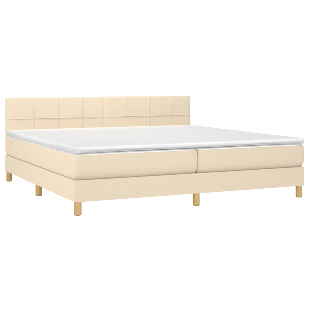 Giroletto a Molle con Materasso Crema 200x200 cm in Tessuto | homemem39