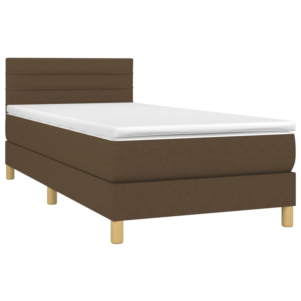 Giroletto a Molle con Materasso Marrone Scuro 90x200 cm Tessuto | homemem39