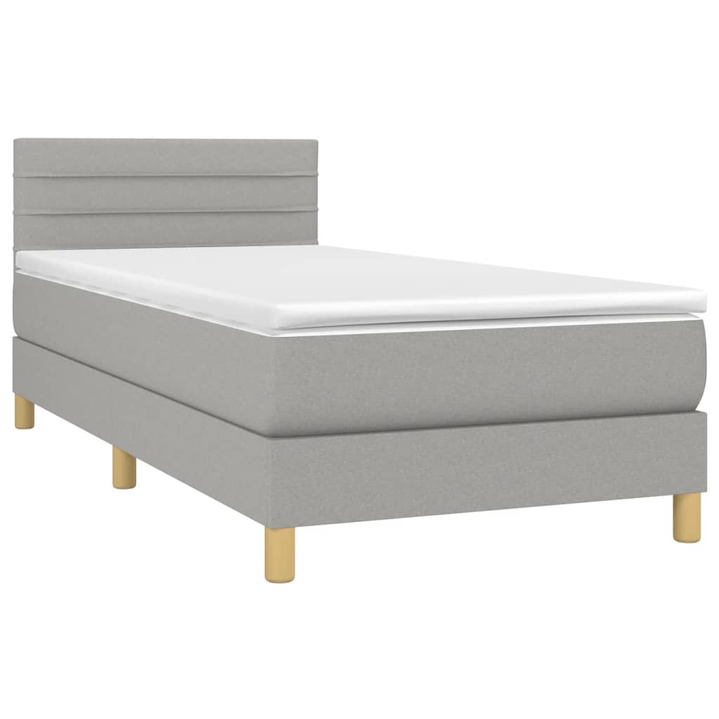 Giroletto a Molle con Materasso Grigio Chiaro100x200 cm Tessuto | homemem39